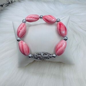 Pink Pearl Glow Statement Bracelet